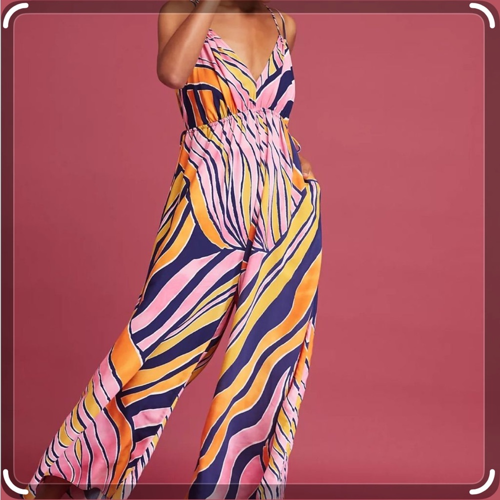 Maeve Pink and Orange Jumpsuit with Bold Print